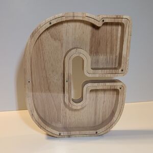 Wooden Letter C Bank With Plexiglass Front